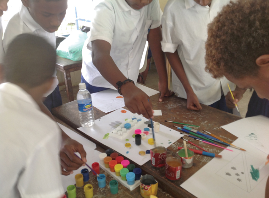 St Nicholas students at their paint station