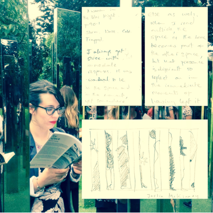Composite of images of participants and their response cards from the Walking Library for Women Walking, a walk in Bristol (UK) as part of Theatre and Performance Research Association, 7 September 2016